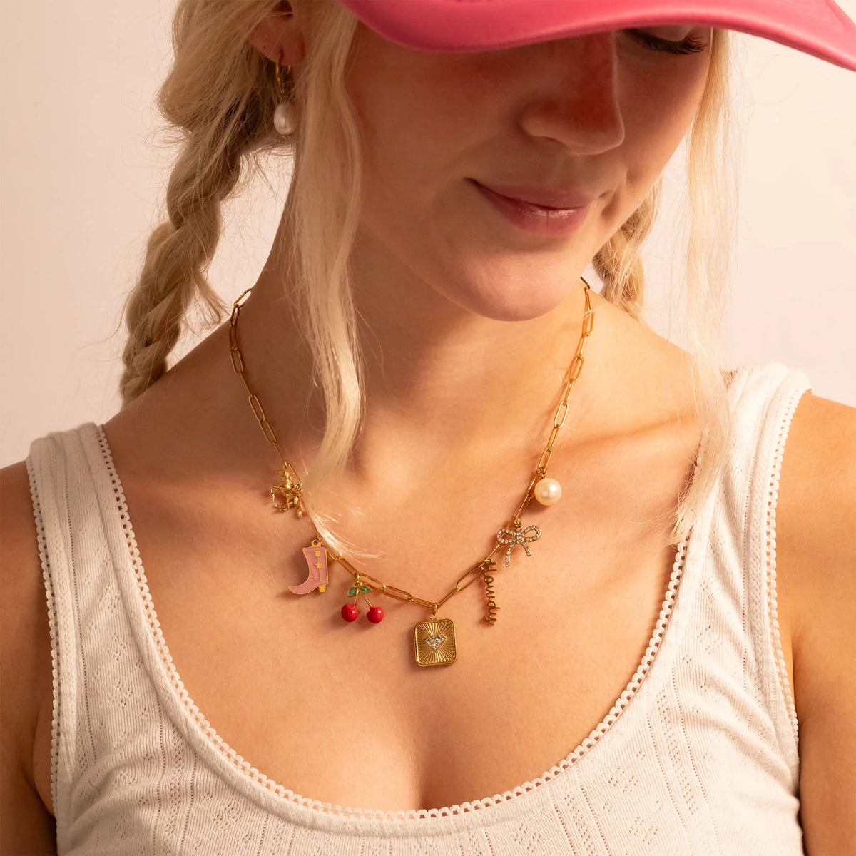 18K Gold PVD Stone Heart Pendant