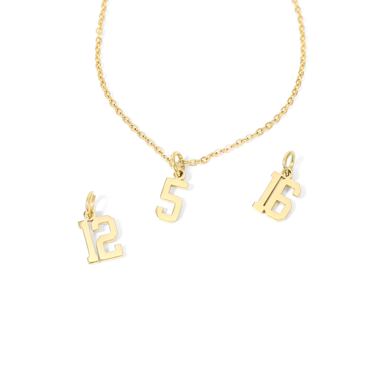 18K Gold PVD Small Sport Number Pendants