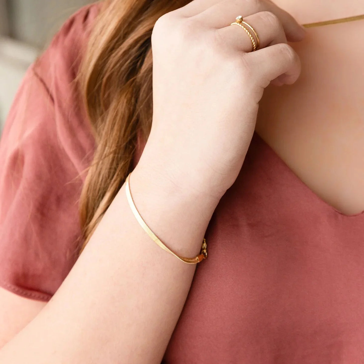 14K Gold Filled Plus™ Herringbone Chain Bracelet