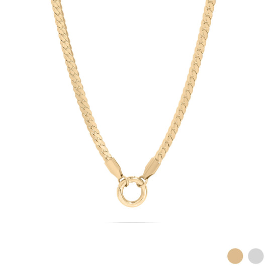 18K Gold PVD Curb Chain Charm Holder Necklace