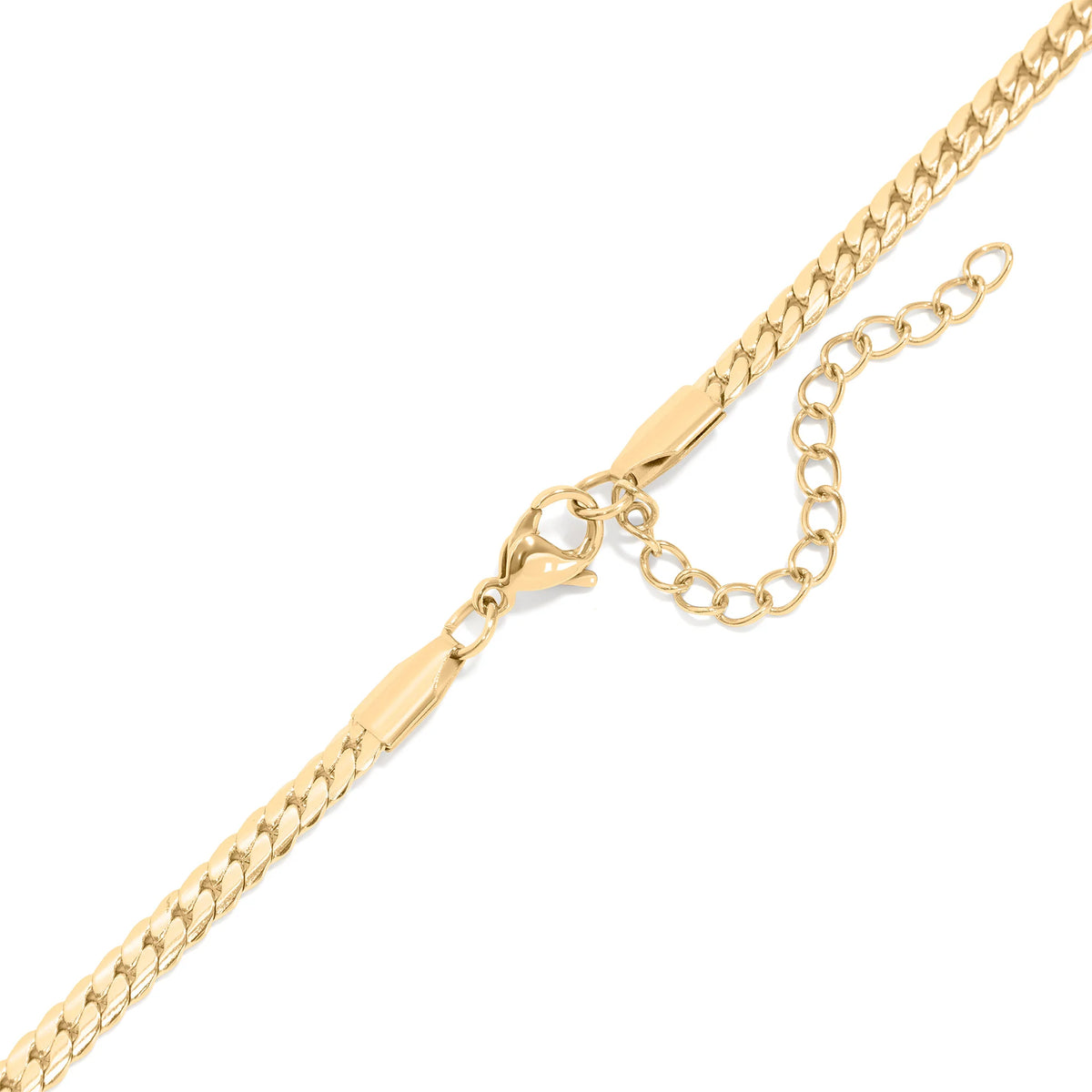 18K Gold PVD Curb Chain Charm Holder Necklace