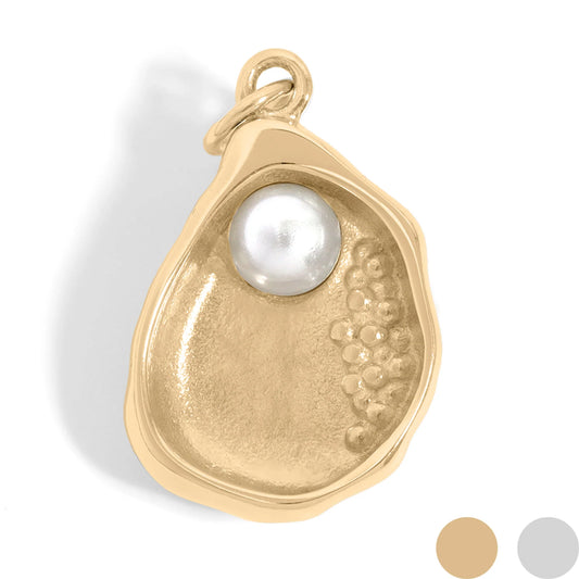 18K Gold PVD Shell Charm with Pearl