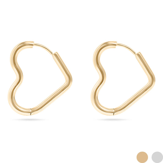 Stainless Steel Heart Hoop Earrings