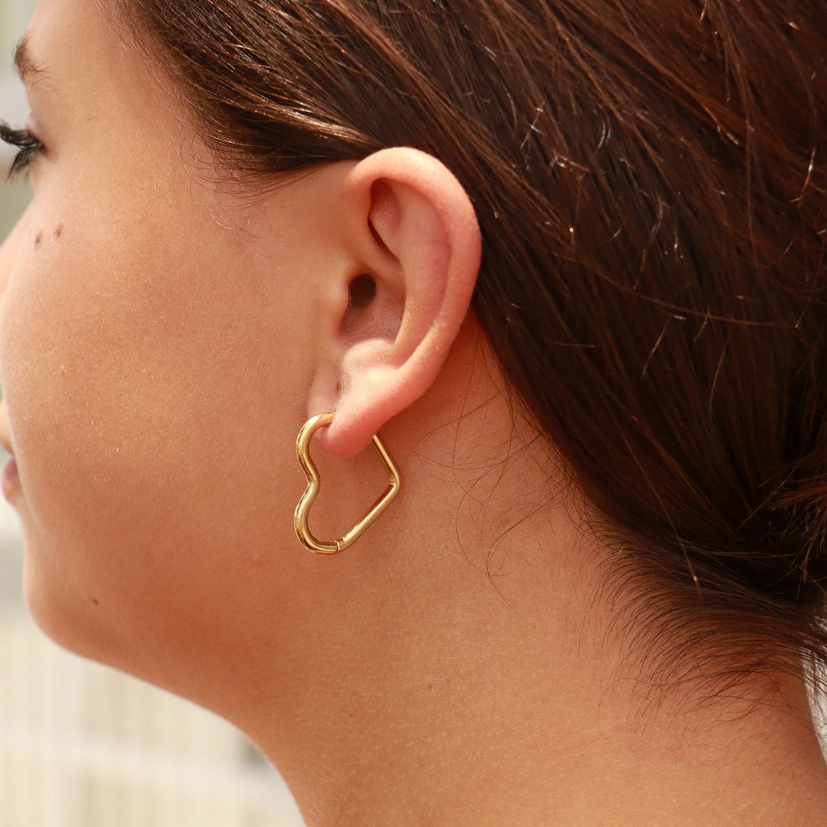 Stainless Steel Heart Hoop Earrings
