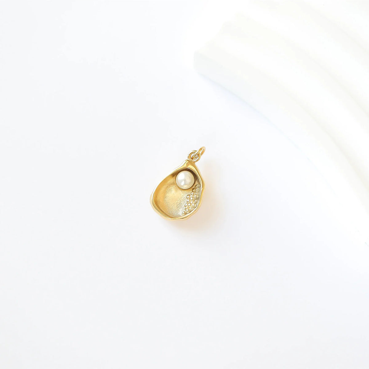 18K Gold PVD Shell Charm with Pearl
