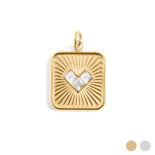 18K Gold PVD Stone Heart Pendant