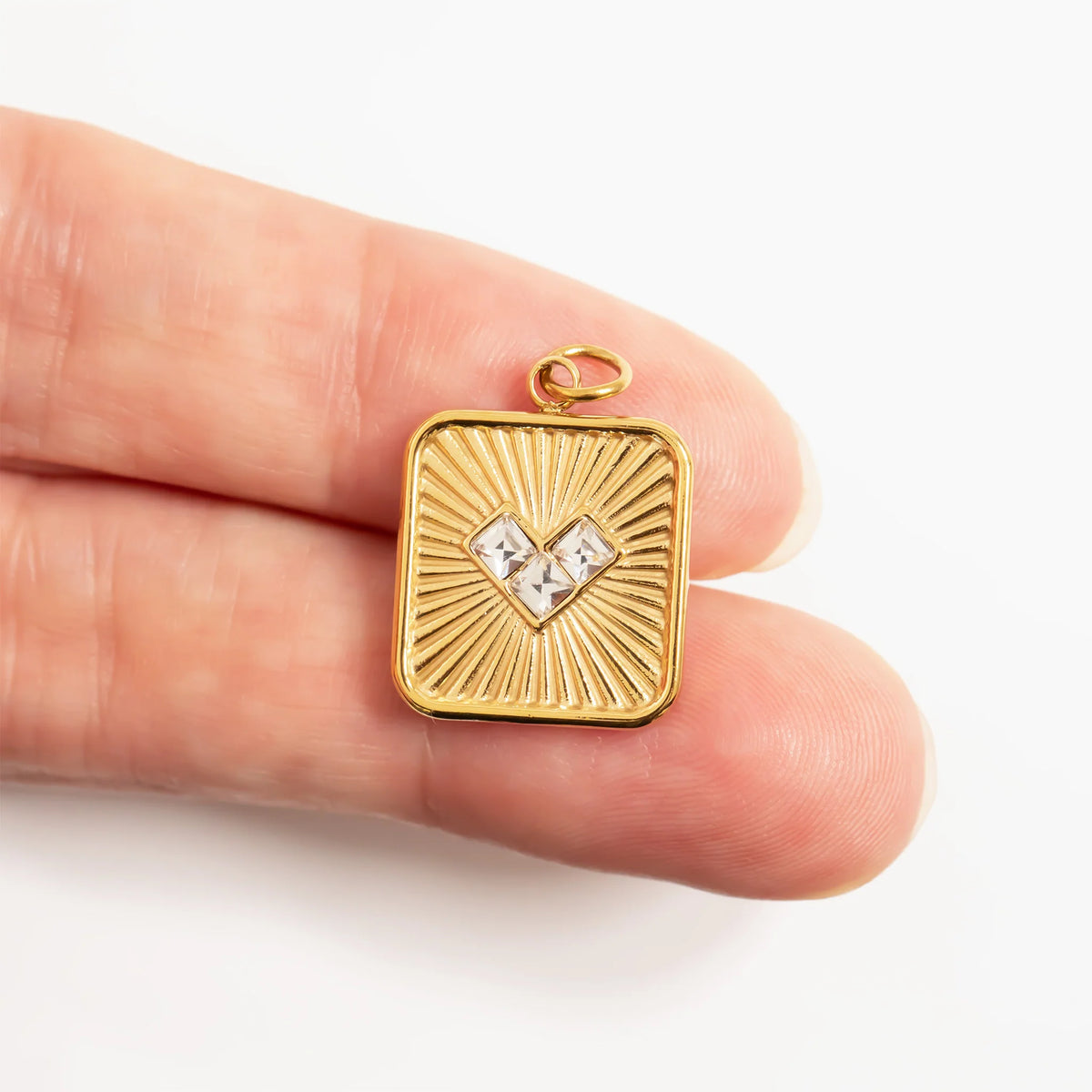 18K Gold PVD Stone Heart Pendant