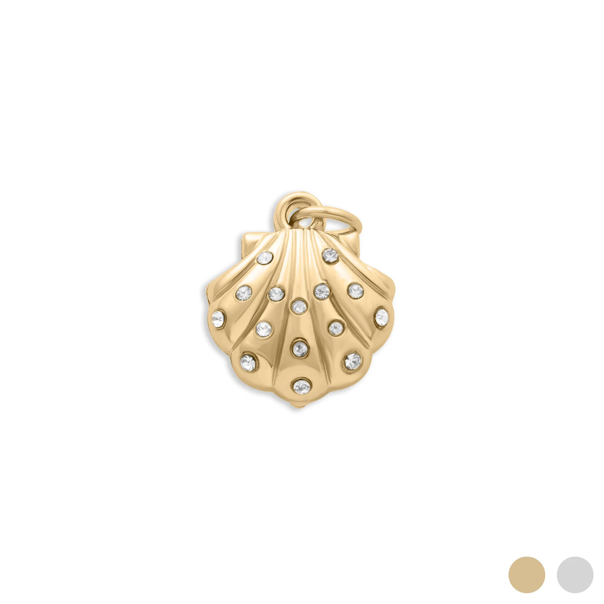 18K Gold PVD Shell with Stones Charm