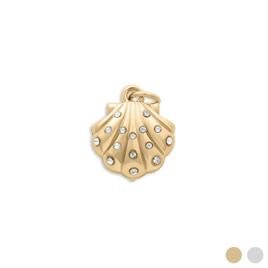 18K Gold PVD Shell with Stones Charm