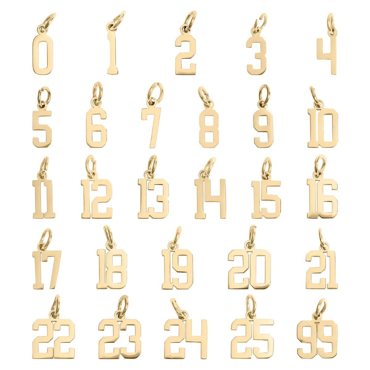 18K Gold PVD Small Sport Number Pendants