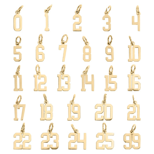 18K Gold PVD Small Sport Number Pendants